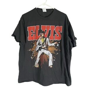 Elvis Presley retro short sleeve Faded Black t-shirt Size XL Unisex